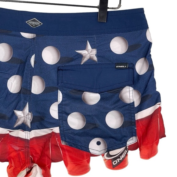 Oneill Hyperfreak Boardshorts Mens 33 x Beer Pong Print USA America Stretch Red - Picture 5 of 7